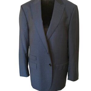 Emilio Guido Navy Paisley Wool Blazer: Vintage 90s Lightweight Sport Coat, 42